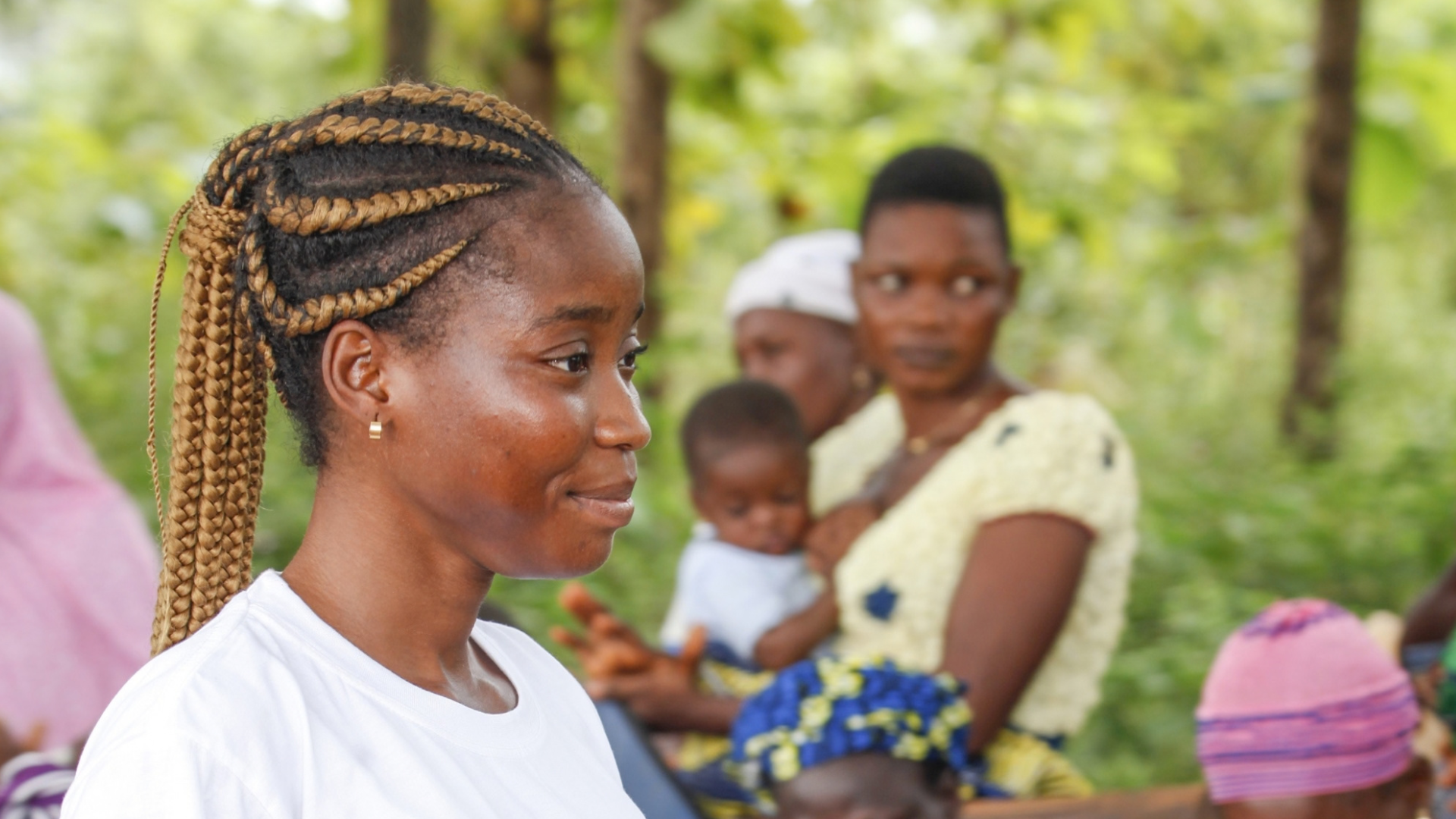 Beninese activist Aubierge during an awareness raising session