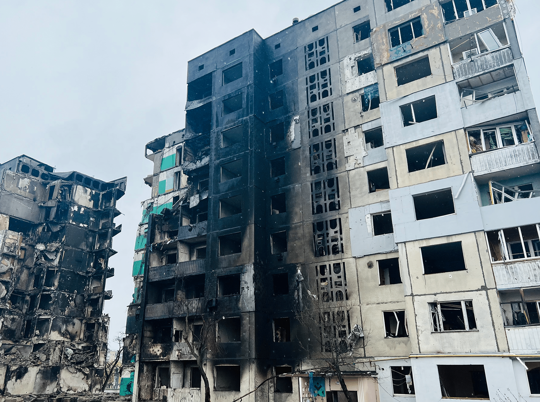 博羅江卡的359棟，這棟住宅在2022年3月2日被俄羅斯的轟炸摧毀。© Amnesty International